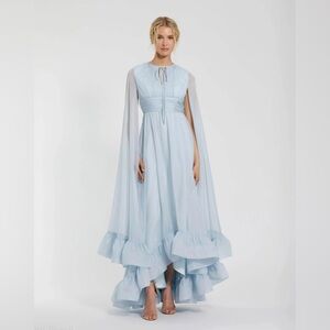 Mac Duggal 56082 Chiffon Cape Sleeve Ankle Length Dress with Keyhole sz 14